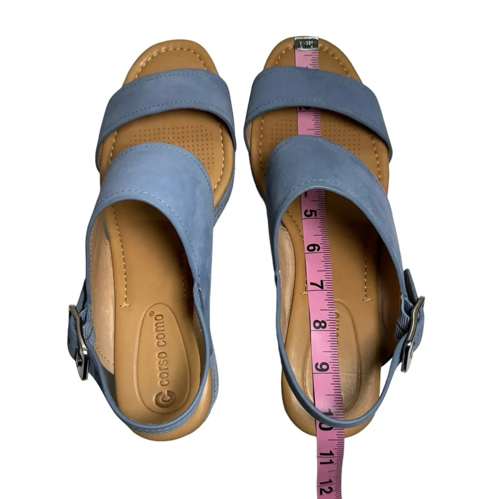 Corso Como Fairen Blue Wedge Platform Sandal Size 10
